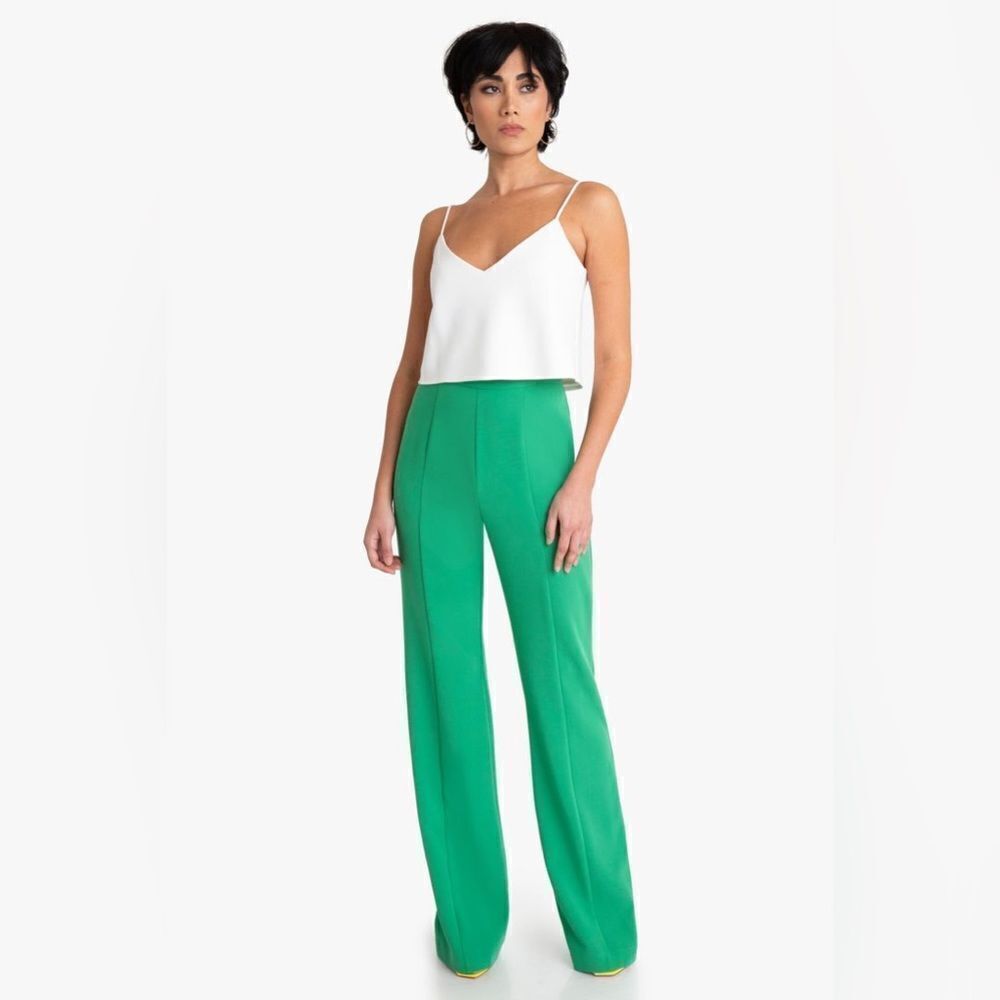 Black Halo Isabella Wide Leg Pant in Irish Green Size 2 MSRP $298 - Picture 2 of 4